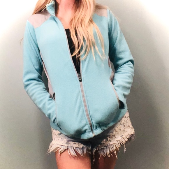 Columbia blue and gray fleece zip up jacket! - Picture 1 of 6